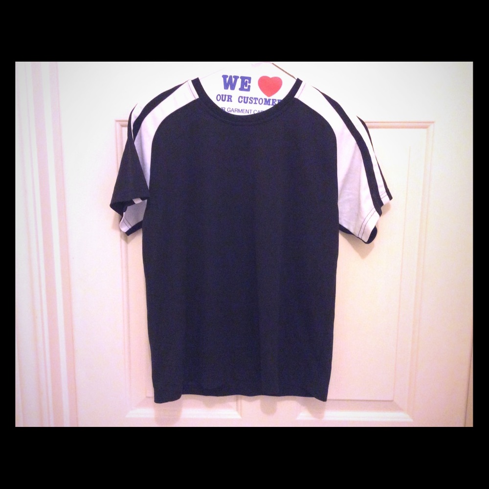 BCG youth L 14-16 poly T-shirt white stripe neck